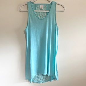Xhilaration Tunic Length Tank or Swimsuit Cover Up, Lace Back, Turquoise, Small